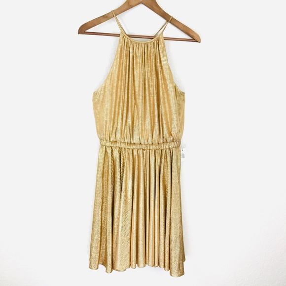 Halston Heritage Women's Sleeveless Gold Cocktail - Picture 2 of 8